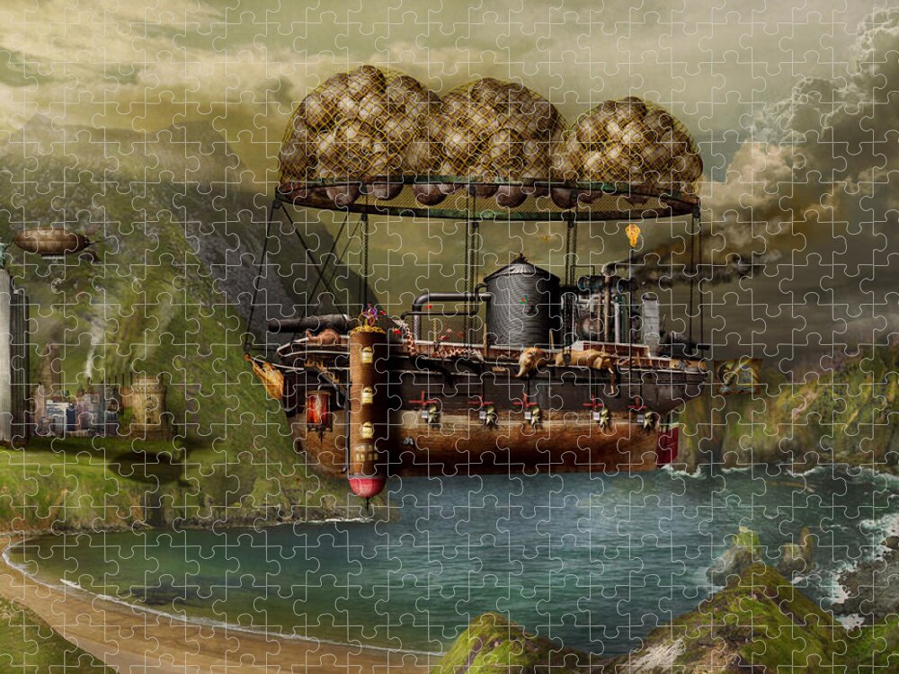 Self Jigsaw Puzzle featuring the photograph Steampunk - Airship - The original Noah's Ark by Mike Savad