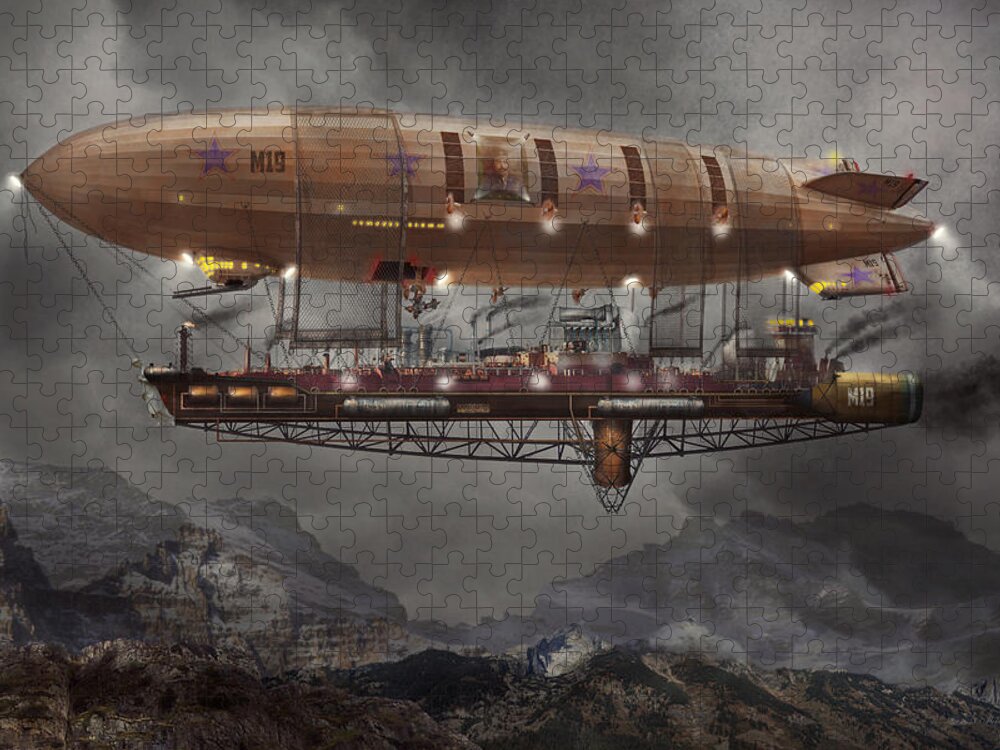 Steampunk Jigsaw Puzzle featuring the photograph Steampunk - Blimp - Airship Maximus by Mike Savad