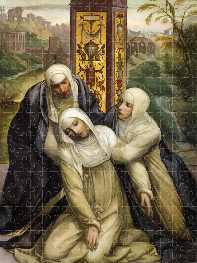 Eduardo Rosales Jigsaw Puzzle featuring the painting Stigmatization of St. Catherine of Siena by Eduardo Rosales