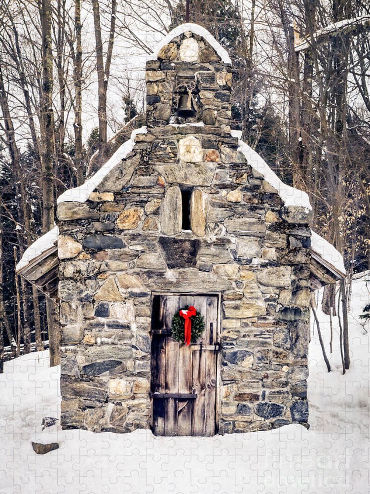 Chapel Jigsaw Puzzle featuring the photograph Stone Chapel in the Woods Trapp Family Lodge Stowe Vermont by Edward Fielding
