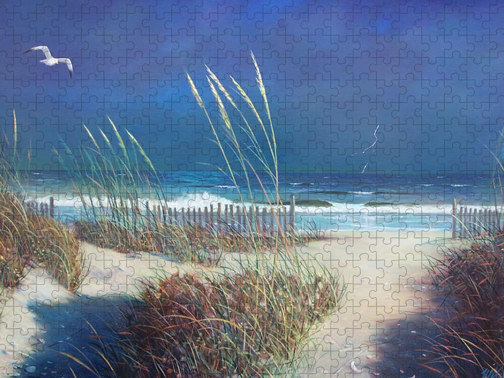 Storm Jigsaw Puzzle featuring the painting Storm at Sea by Blue Sky