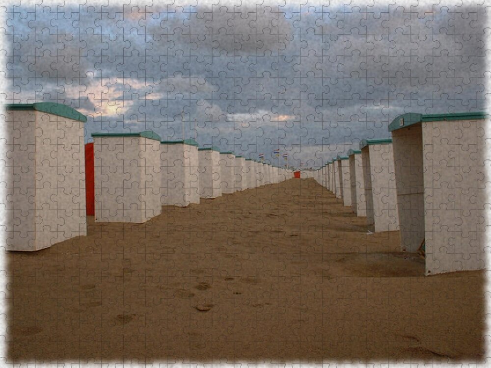 Beach Jigsaw Puzzle featuring the photograph Stormy Beach Hut Walk by Richard Reeve