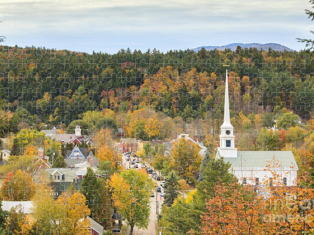 Vermont Jigsaw Puzzle featuring the photograph Stowe Vermont aerial by Ken Brown