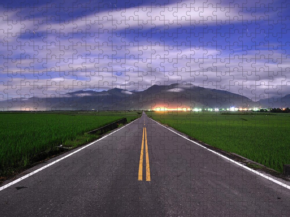 Tranquility Jigsaw Puzzle featuring the photograph Straight Road by Maxchu