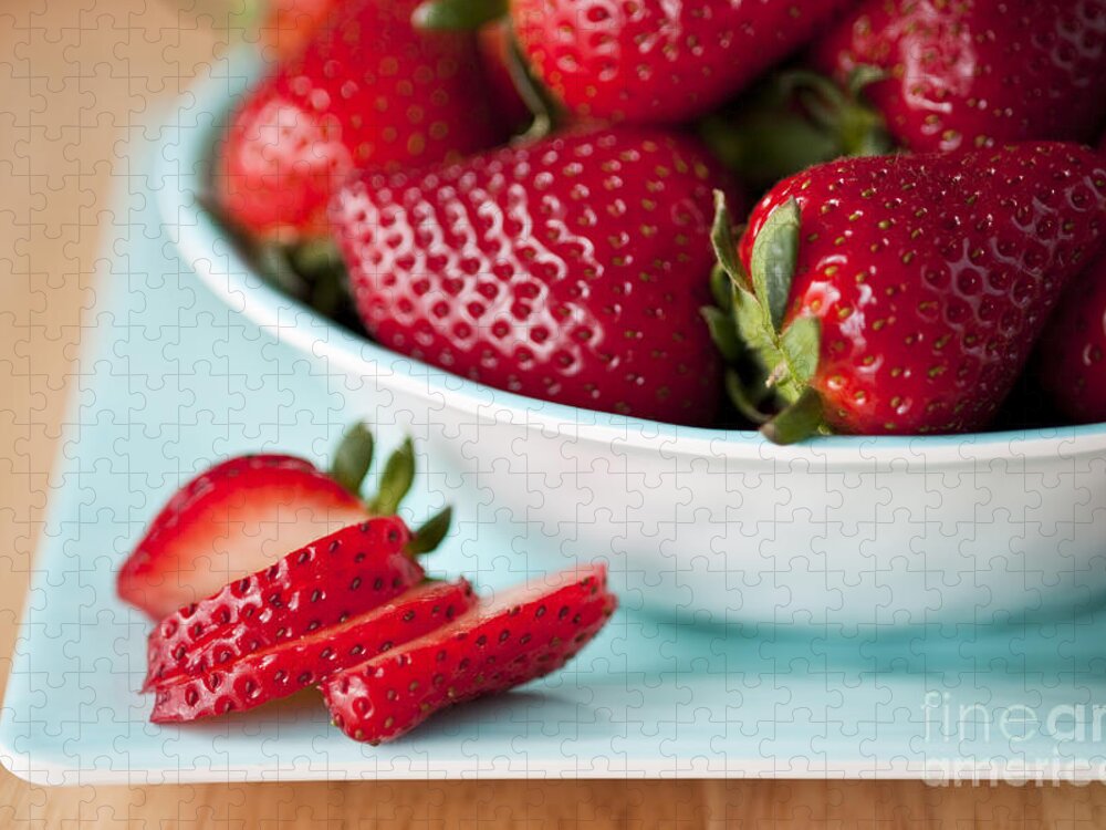 Abundance Jigsaw Puzzle featuring the photograph Strawberries In A Bowl On Counter by Jim Corwin