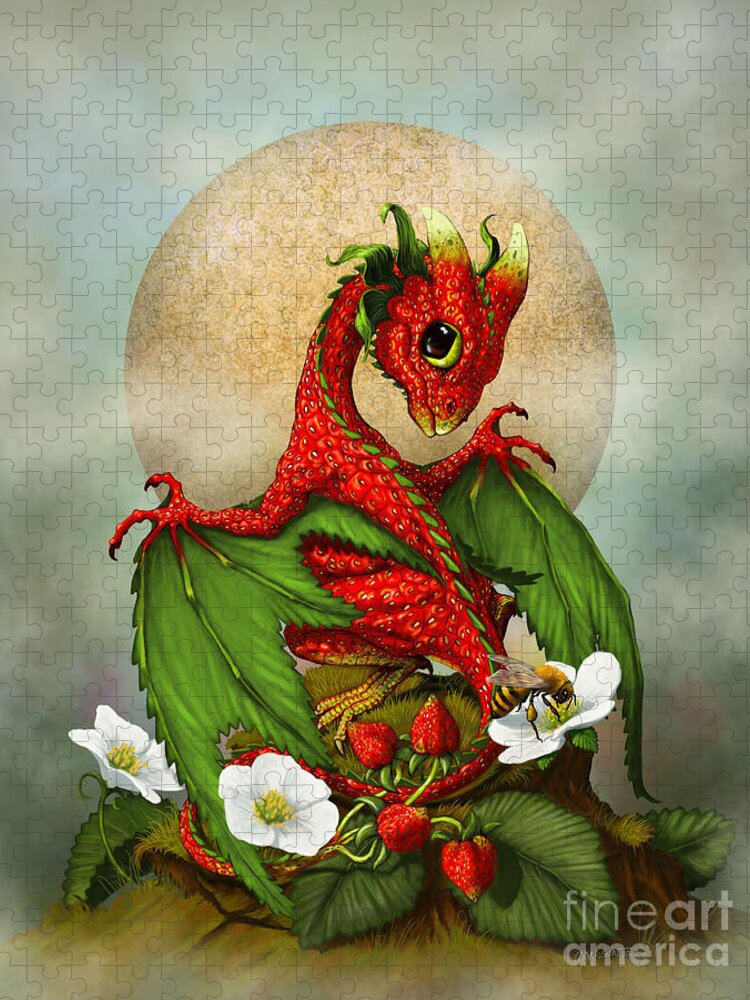 Dragon Jigsaw Puzzle featuring the digital art Strawberry Dragon by Stanley Morrison