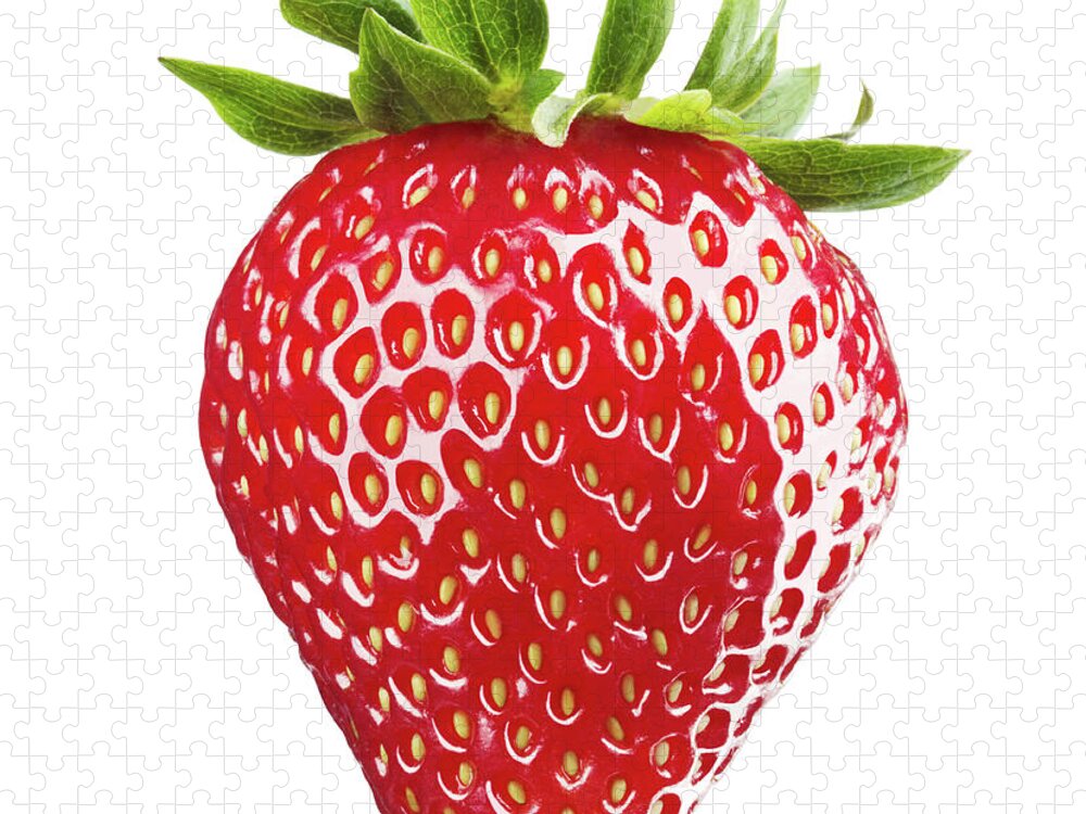 White Background Jigsaw Puzzle featuring the photograph Strawberry by Lauren Burke