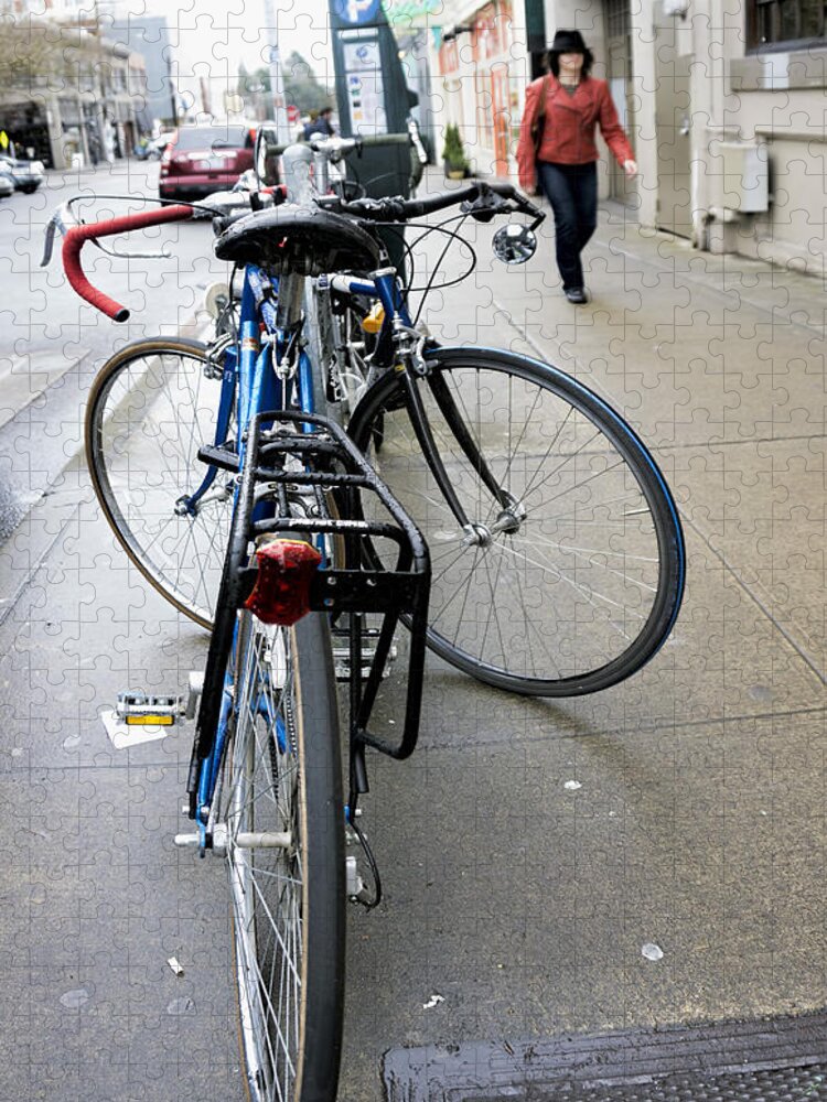 Street Scene Jigsaw Puzzle featuring the photograph Street Bikes Seattle by Cathy Anderson