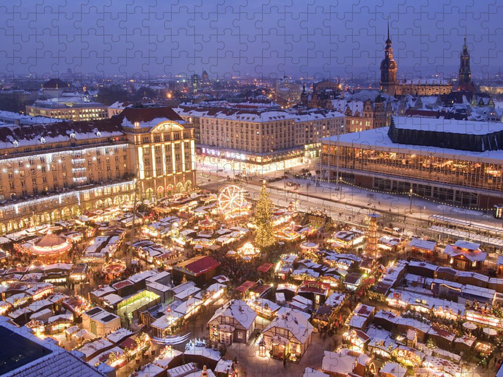 Built Structure Jigsaw Puzzle featuring the photograph Striezelmarkt, Christmas Market In by Zu 09
