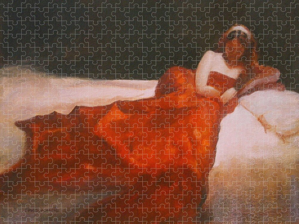 Sensuous Jigsaw Puzzle featuring the painting Study for Repose by David Ladmore