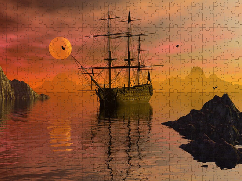 Bryce Jigsaw Puzzle featuring the digital art Summer anchorage by Claude McCoy