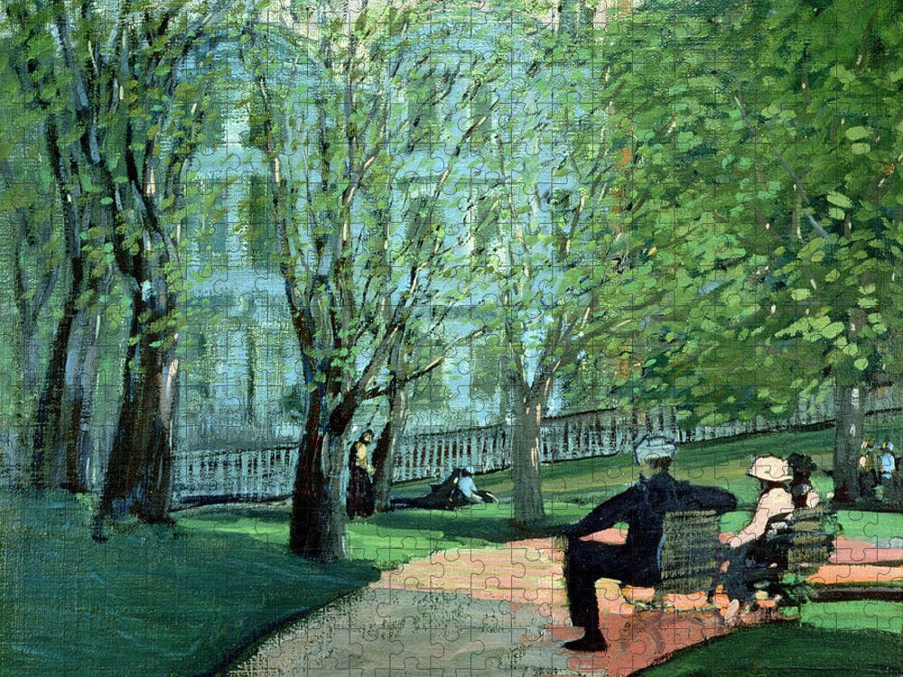 Park Jigsaw Puzzle featuring the painting Summer Day Boston Public Garden by George Luks