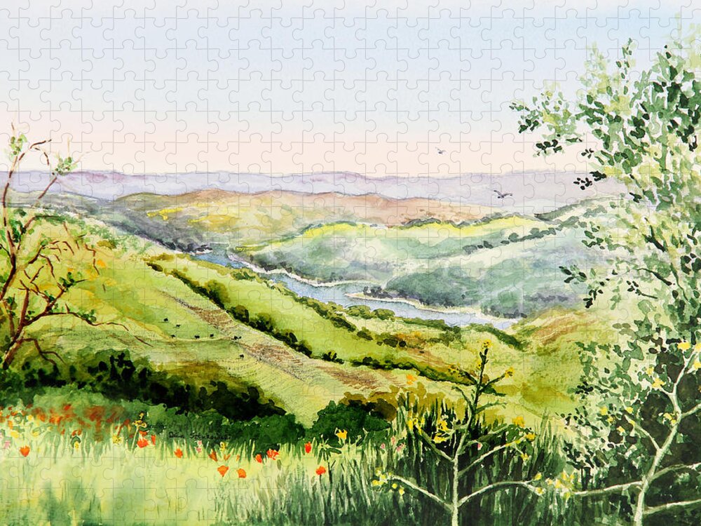 Inspiration Jigsaw Puzzle featuring the painting Summer Landscape Inspiration Point Orinda California by Irina Sztukowski