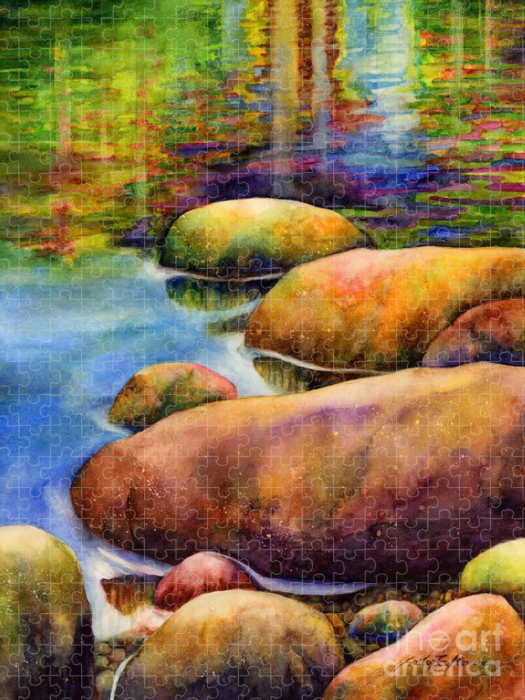 Rocks Jigsaw Puzzle featuring the painting Summer Tranquility by Hailey E Herrera