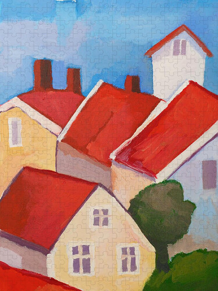 Summer Village Jigsaw Puzzle featuring the painting Summer Village by Lutz Baar
