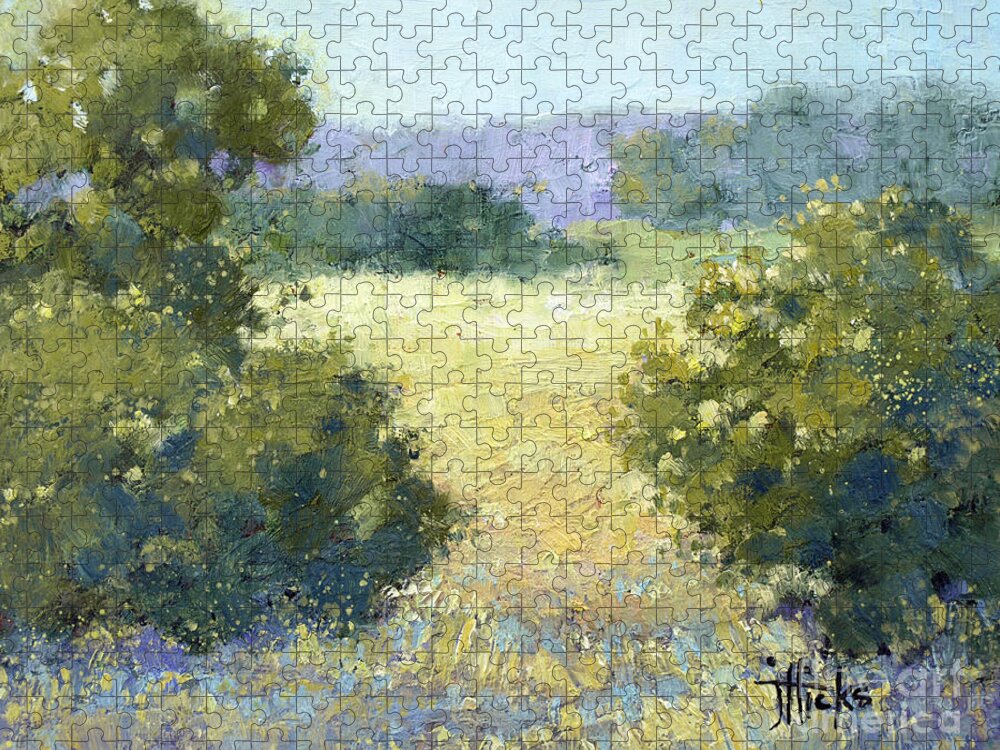 Landscape Jigsaw Puzzle featuring the painting Summertime Landscape by Joyce Hicks