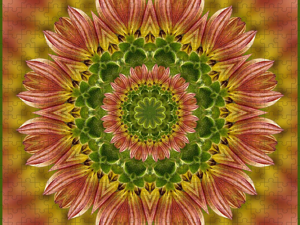 Sunflower Jigsaw Puzzle featuring the photograph Summertime Mix Sunflower Kaleidoscope by Liz Mackney