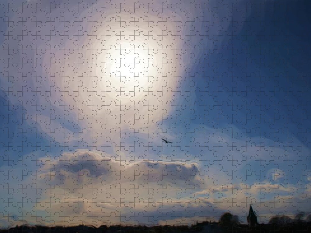 Landscape Jigsaw Puzzle featuring the digital art Sun and skies by Elena Perelman