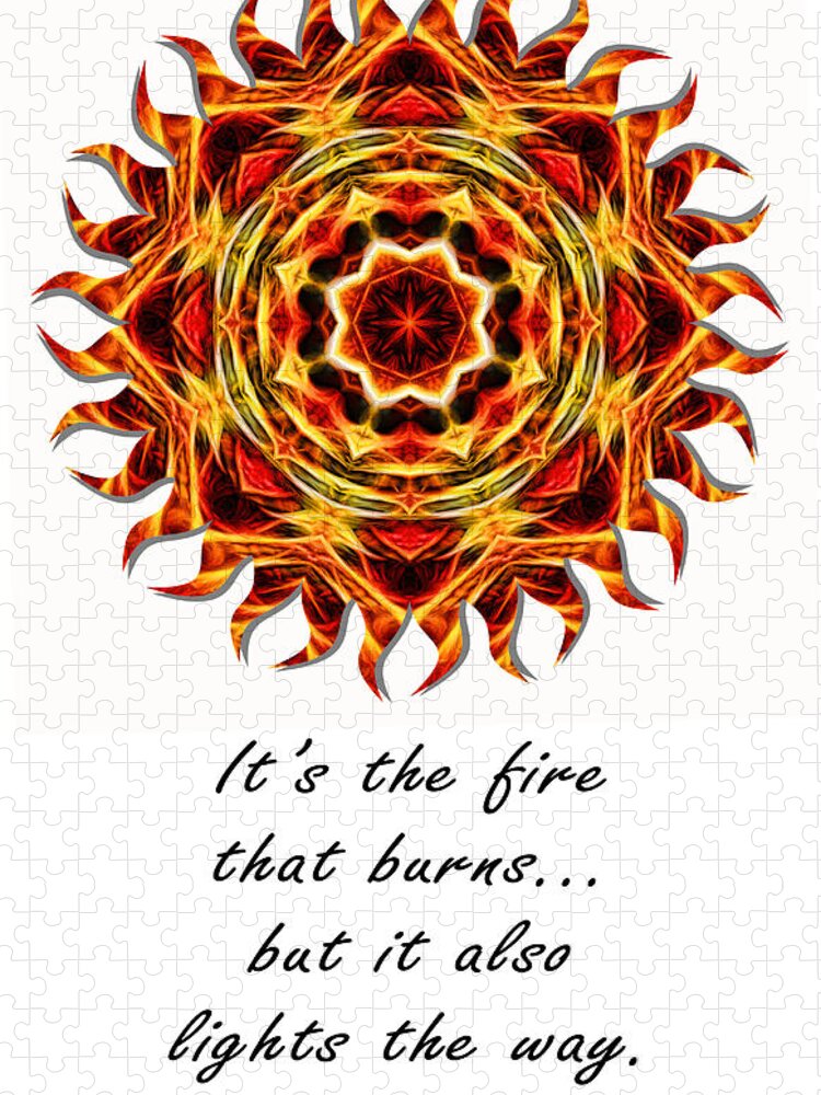 Mandala Jigsaw Puzzle featuring the photograph Sun Fire Mandala Quote 1 by Beth Venner