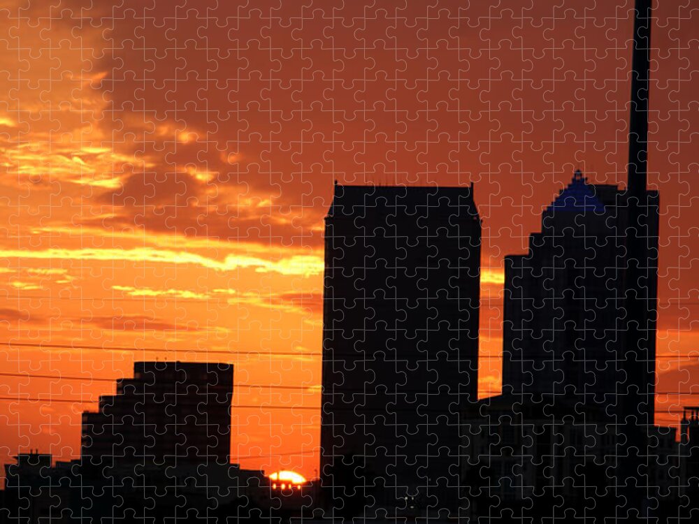 Buildings Jigsaw Puzzle featuring the photograph Sun setting on Downtown Tampa by Chauncy Holmes
