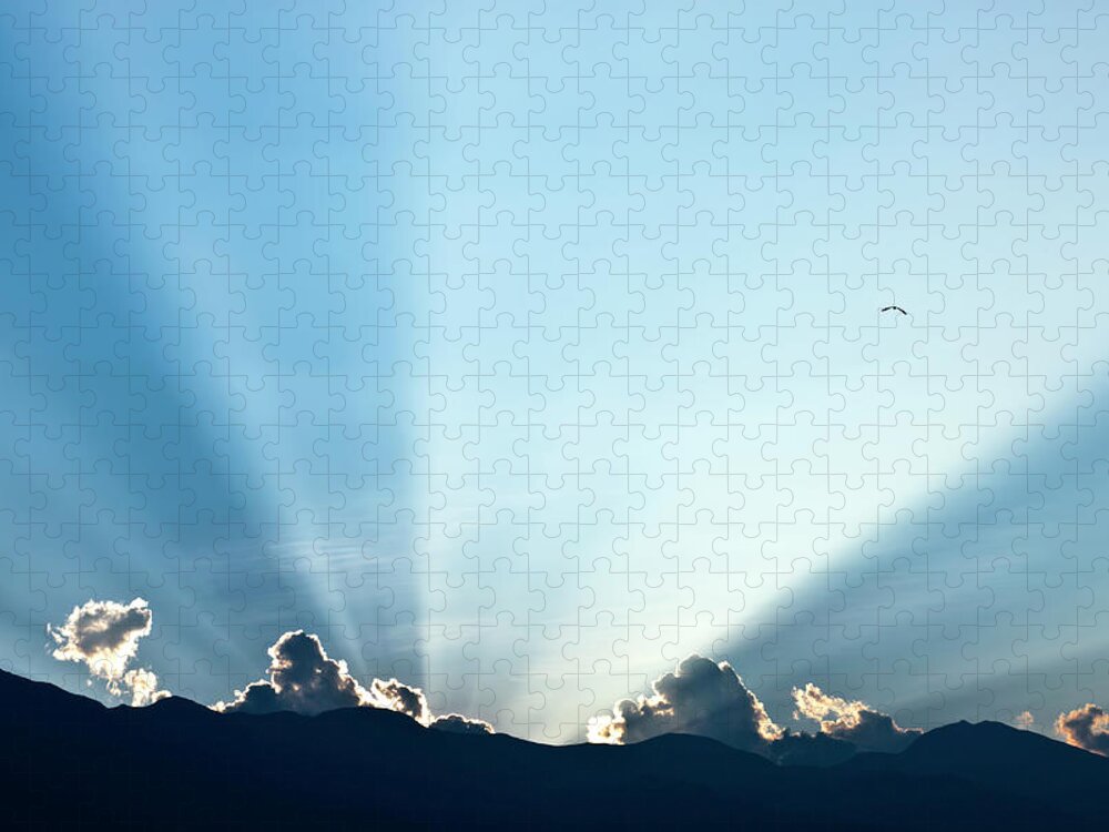 Empty Jigsaw Puzzle featuring the photograph Sunbeams Behind Clouds by Ieverest