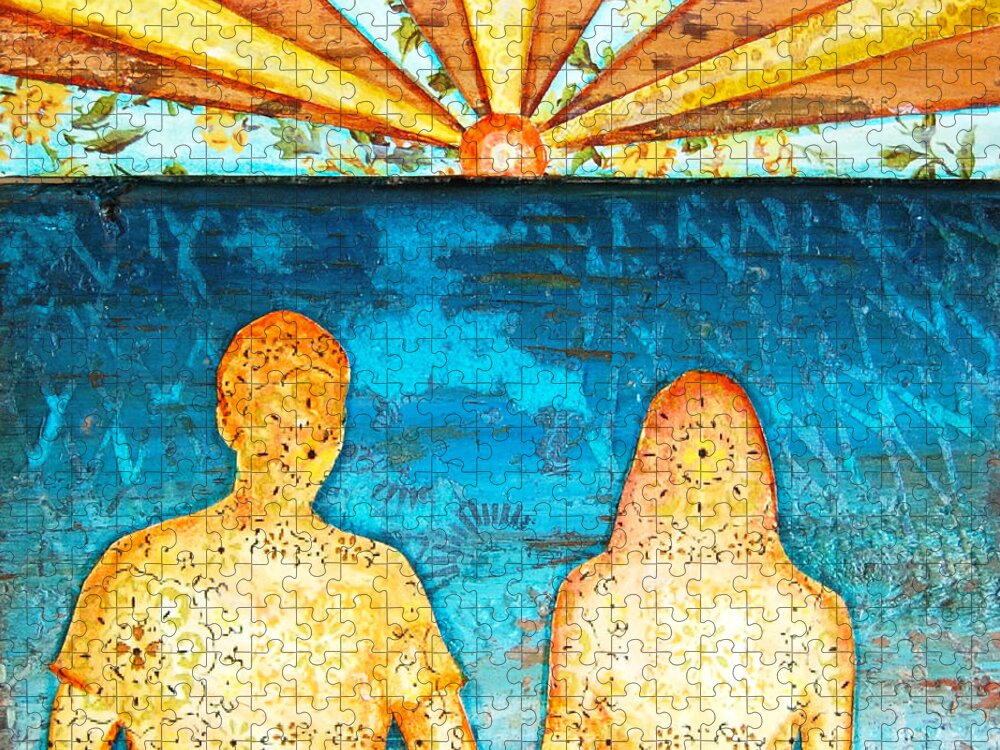 Couple Jigsaw Puzzle featuring the mixed media Sunburst In Love by Danny Phillips