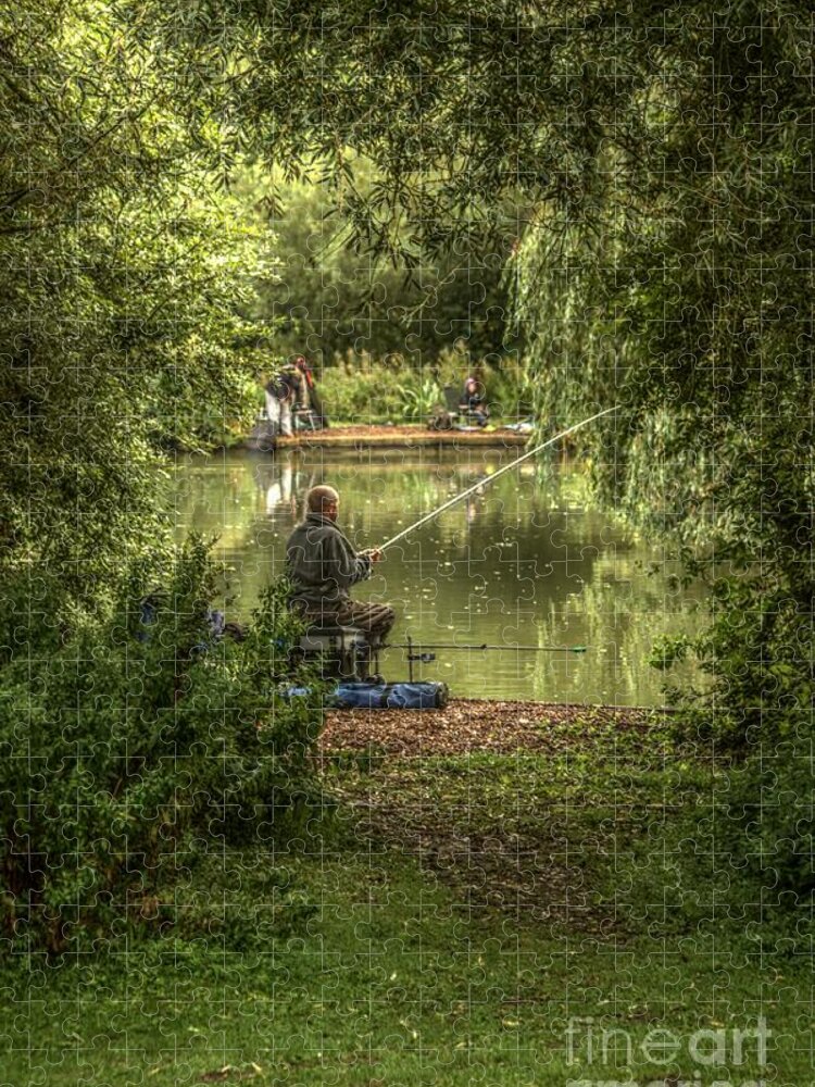 Sunday Fishing Jigsaw Puzzle featuring the photograph Sunday fishing at the Lake by Jeremy Hayden