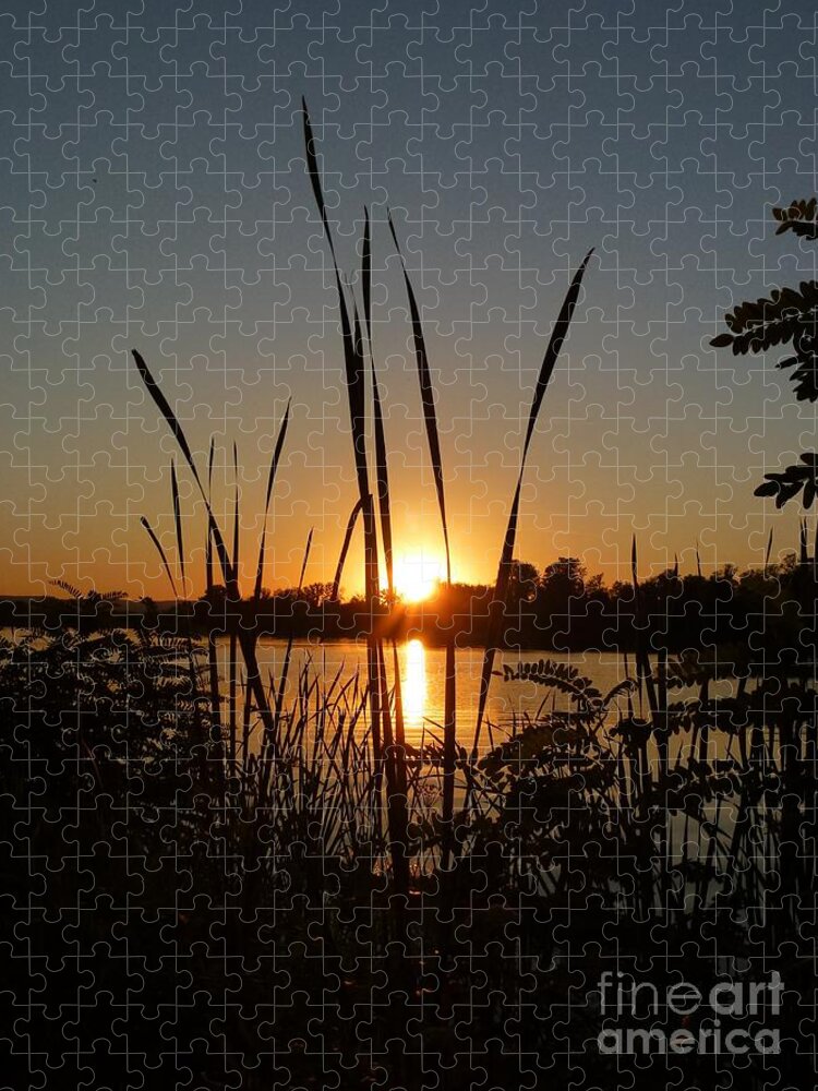 Sundown Jigsaw Puzzle featuring the photograph Sundown over the Silver Lake by Amalia Suruceanu