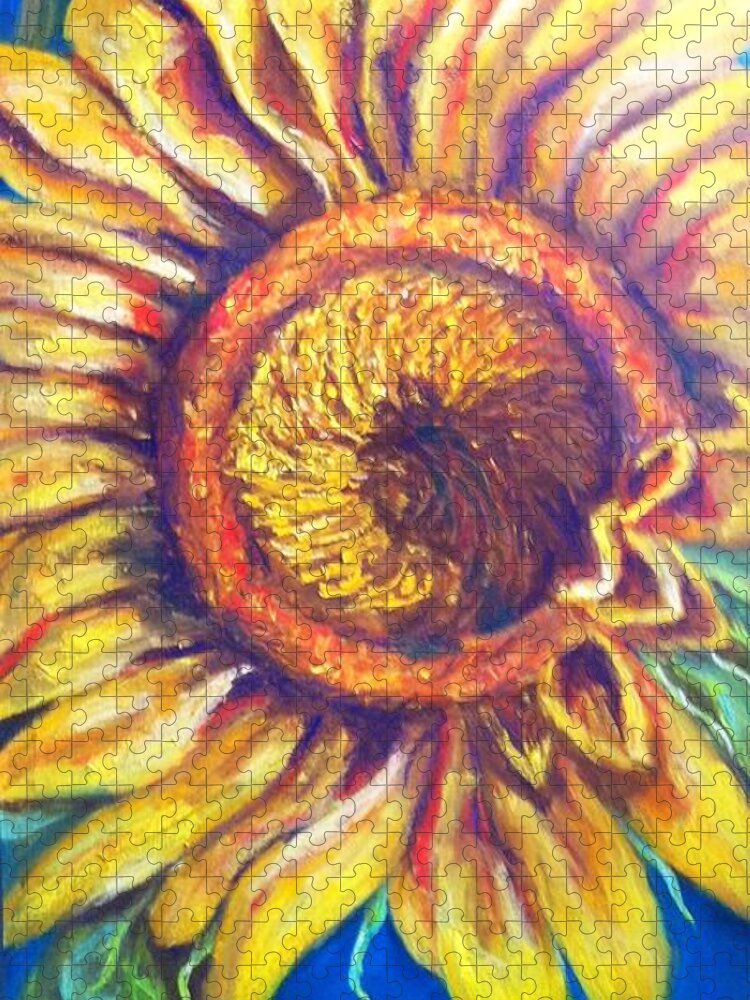 Flower Jigsaw Puzzle featuring the painting Sunflower in the Lower Nine by Beverly Boulet