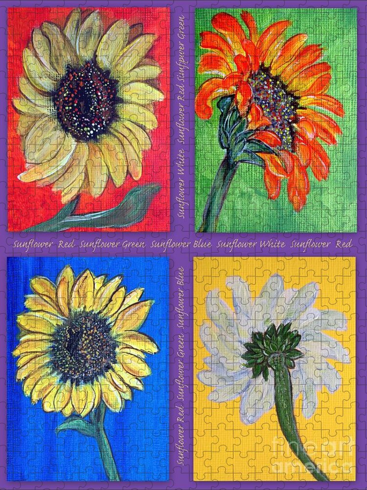 Sunflower Jigsaw Puzzle featuring the painting Sunflowers 4 U by Ella Kaye Dickey
