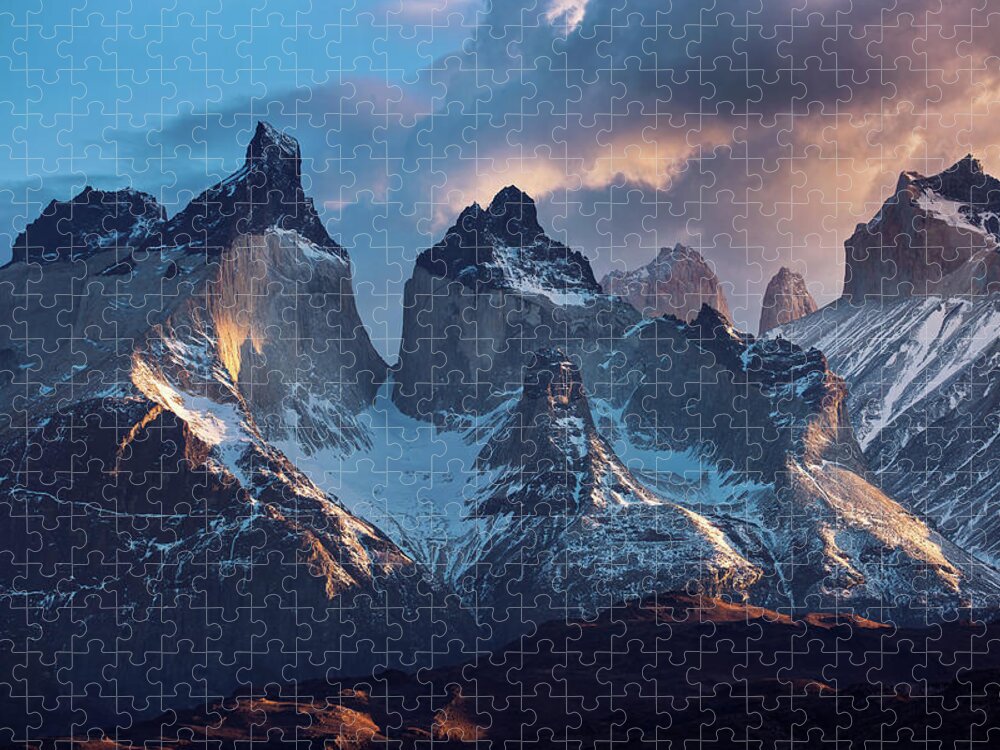 Outdoors Jigsaw Puzzle featuring the photograph Sunrise In Torres Del Paine National by Eric Hanson