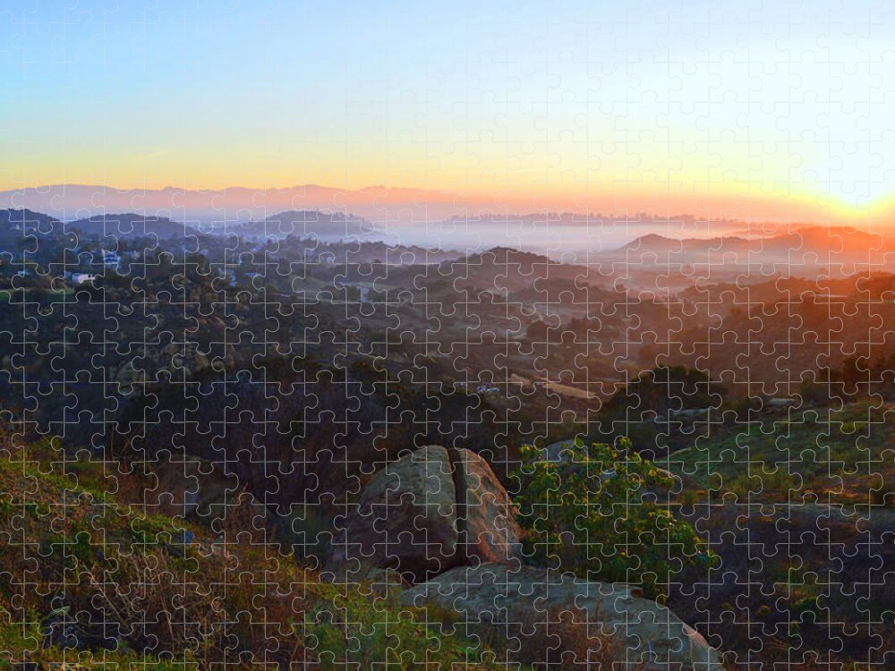 Sunrise Jigsaw Puzzle featuring the photograph Sunrise Over San Fernando Valley by Glenn McCarthy Art and Photography