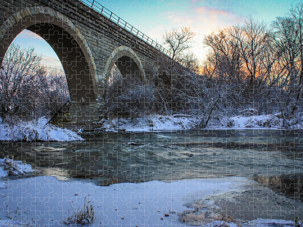 Tiffany Jigsaw Puzzle featuring the photograph Sunrise Under The Bridge by Viviana Nadowski