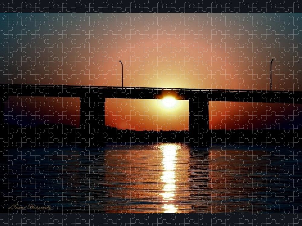 Sunset Jigsaw Puzzle featuring the photograph Sunset and Bridge by Debra Forand