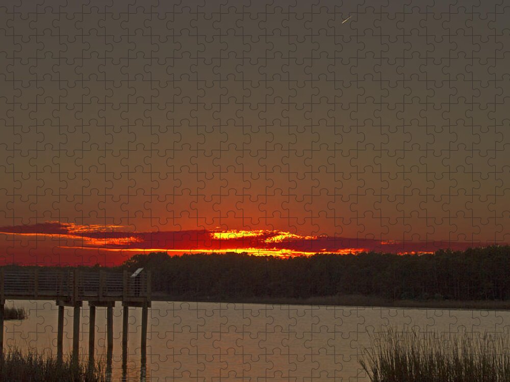 Sunset Jigsaw Puzzle featuring the photograph Sunset at Huntington Beach State Park by Bill Barber