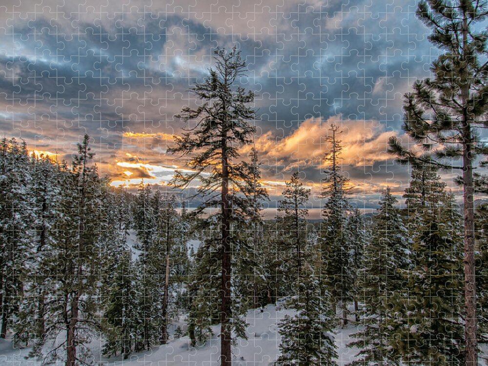 View Jigsaw Puzzle featuring the photograph Sunset Breakthrough - Lake Tahoe - Nevada by Bruce Friedman