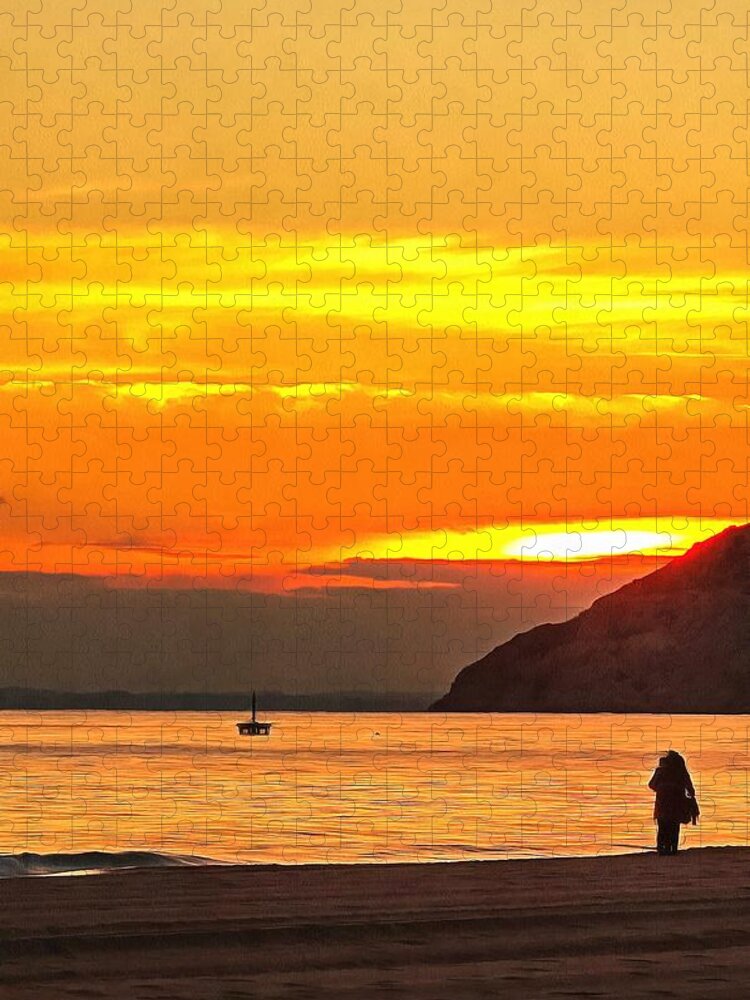 Sea Jigsaw Puzzle featuring the photograph Sunset by the sea in Spain by Mick Flynn