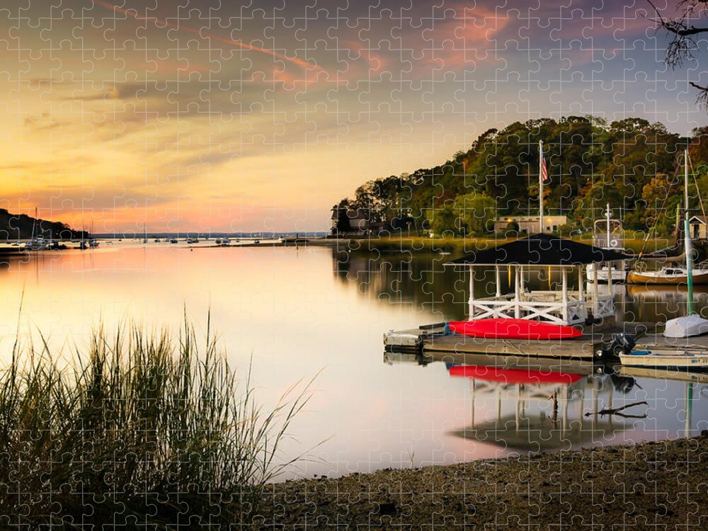 Sunset Jigsaw Puzzle featuring the photograph Sunset in Centerport by Alissa Beth Photography