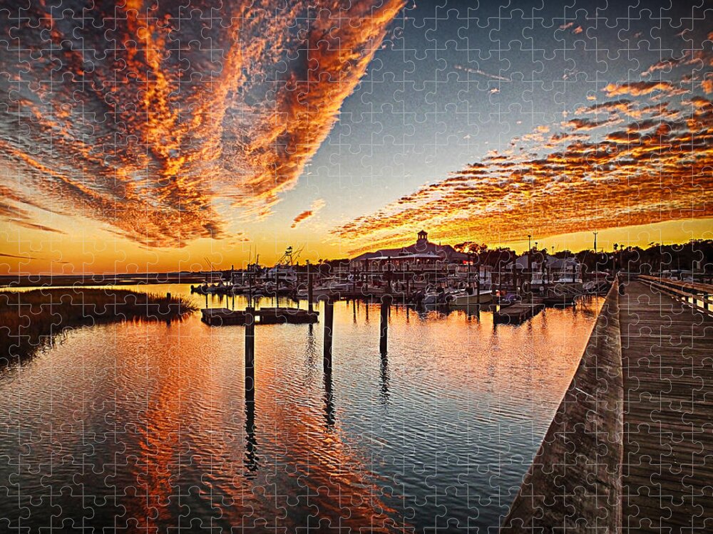 Sunset Jigsaw Puzzle featuring the photograph Sunset in Murells Inlet by Bill Barber