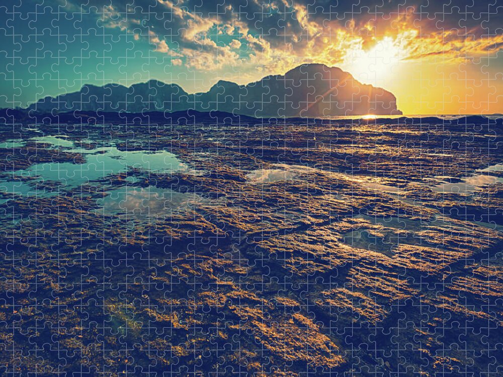 Water's Edge Jigsaw Puzzle featuring the photograph Sunset In Phiphi Island, Thailand by Moreiso