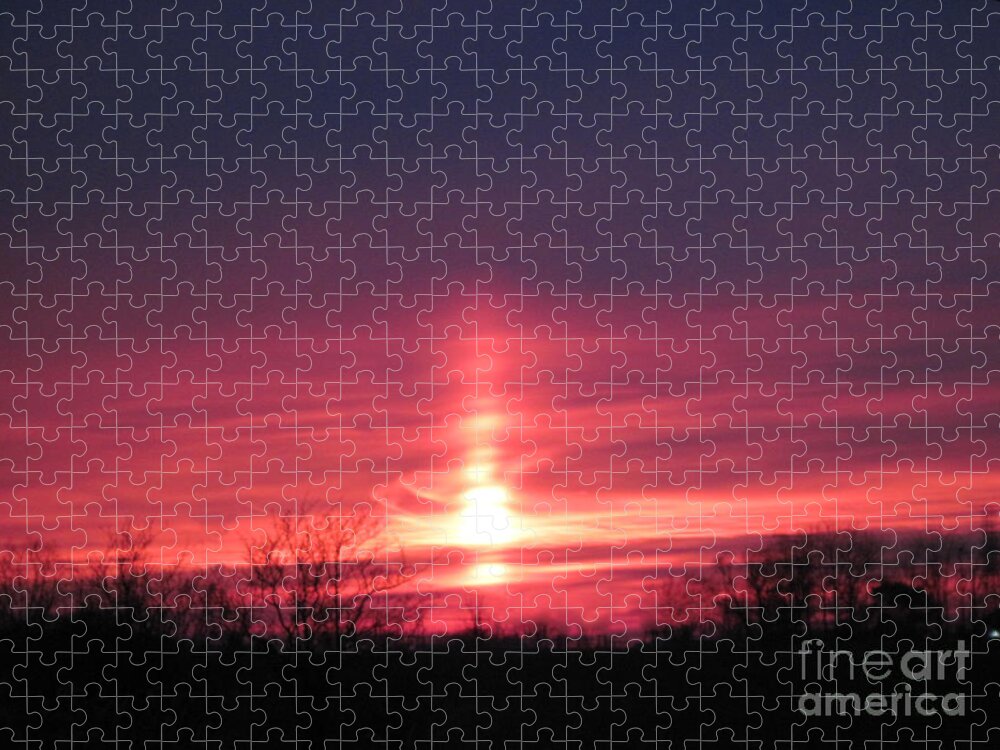 Sunset Jigsaw Puzzle featuring the photograph Sunset in West Michigan by Conni Schaftenaar