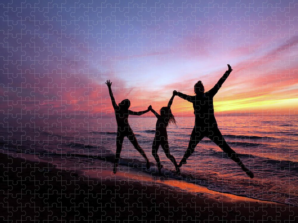 People Jigsaw Puzzle featuring the photograph Sunset Jumping by Ballycroy