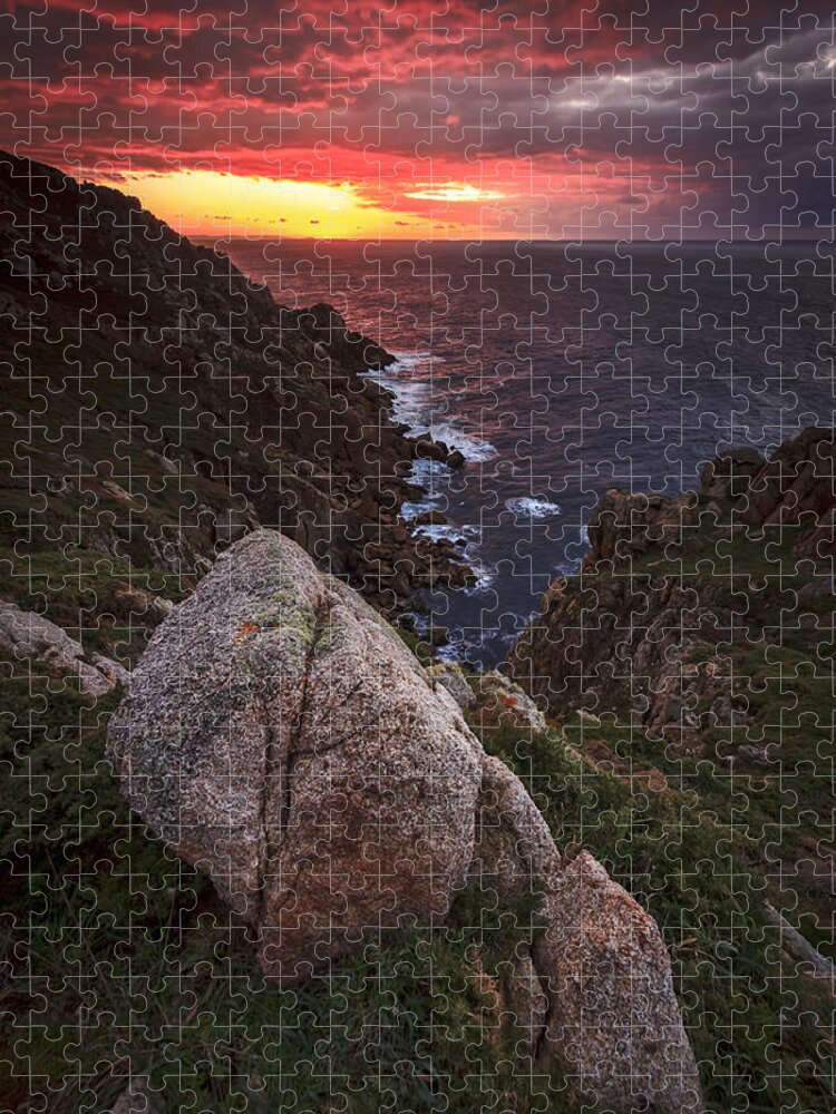 Cliffs Jigsaw Puzzle featuring the photograph Sunset on Cape Prior Galicia Spain by Pablo Avanzini