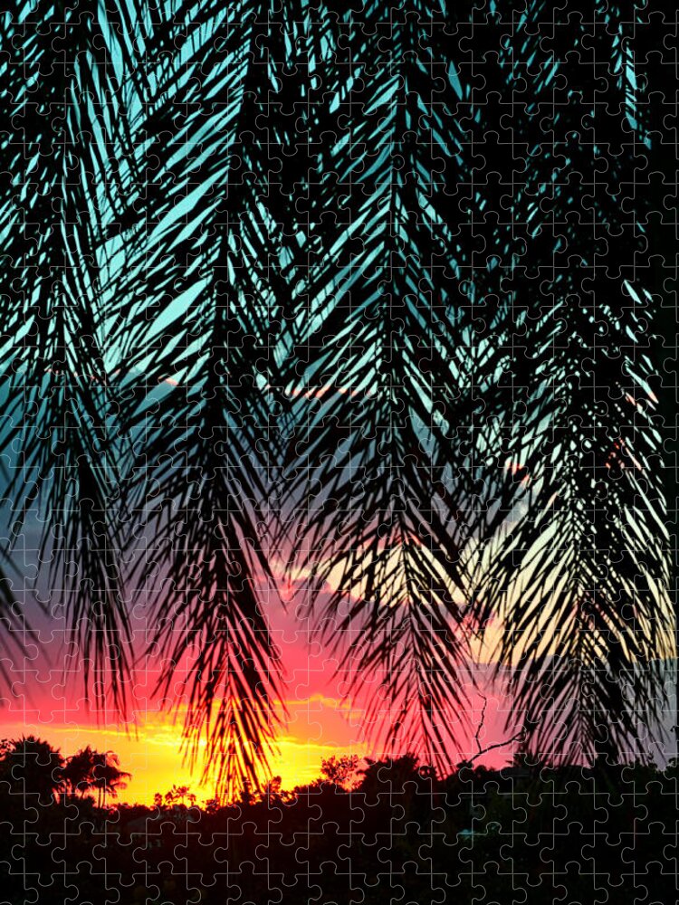 Laura Fasulo Jigsaw Puzzle featuring the photograph Sunset Palms by Laura Fasulo