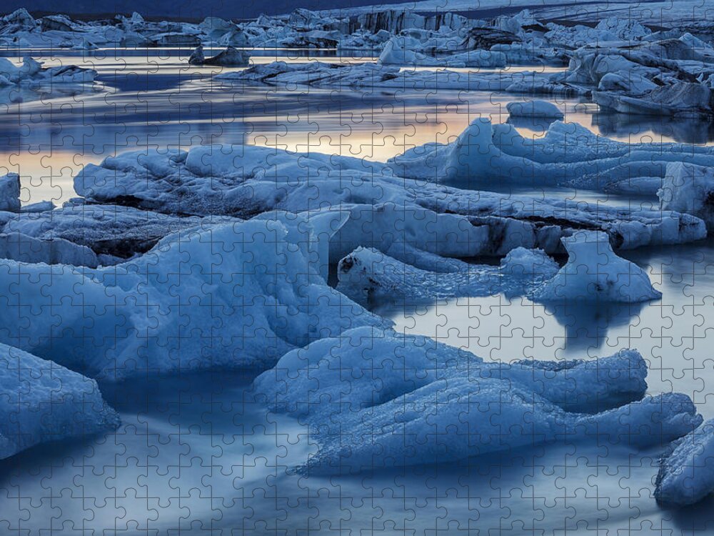 Heike Odermatt Jigsaw Puzzle featuring the photograph Sunset Vatnajokull Glacier Jokalsarlon by Heike Odermatt