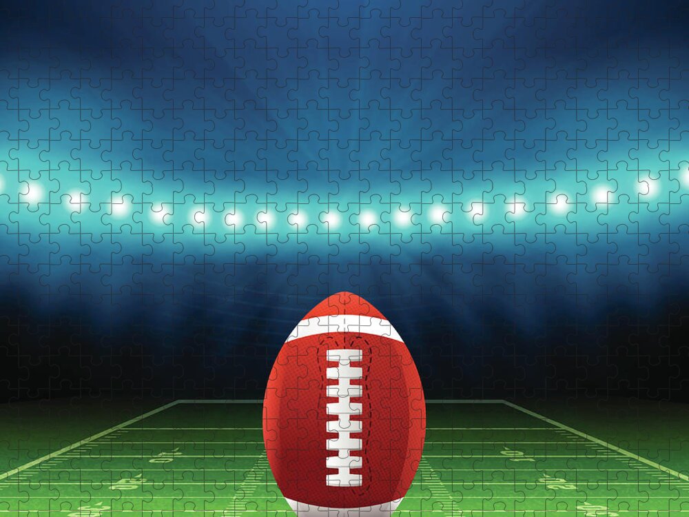 Sports Helmet Jigsaw Puzzle featuring the digital art Superbowl Football Field Background by Filo