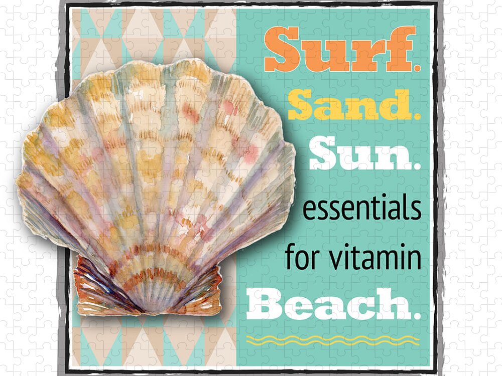 Horse Conch Jigsaw Puzzle featuring the painting Surf. Sand. Sun. essentials for vitamin Beach. by Amy Kirkpatrick