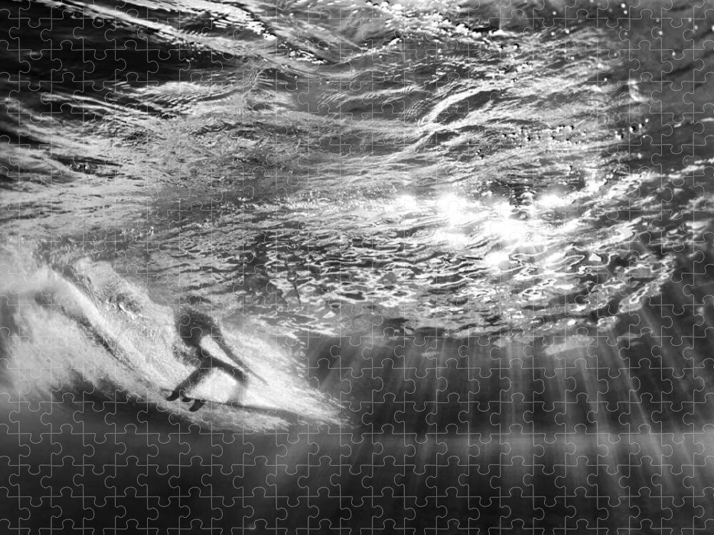  Ocean Jigsaw Puzzle featuring the photograph Surfing God light by Sean Davey
