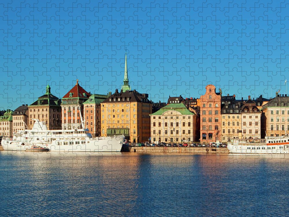 Panoramic Jigsaw Puzzle featuring the photograph Sweden, Stockholm - The Old Town by Frank Chmura