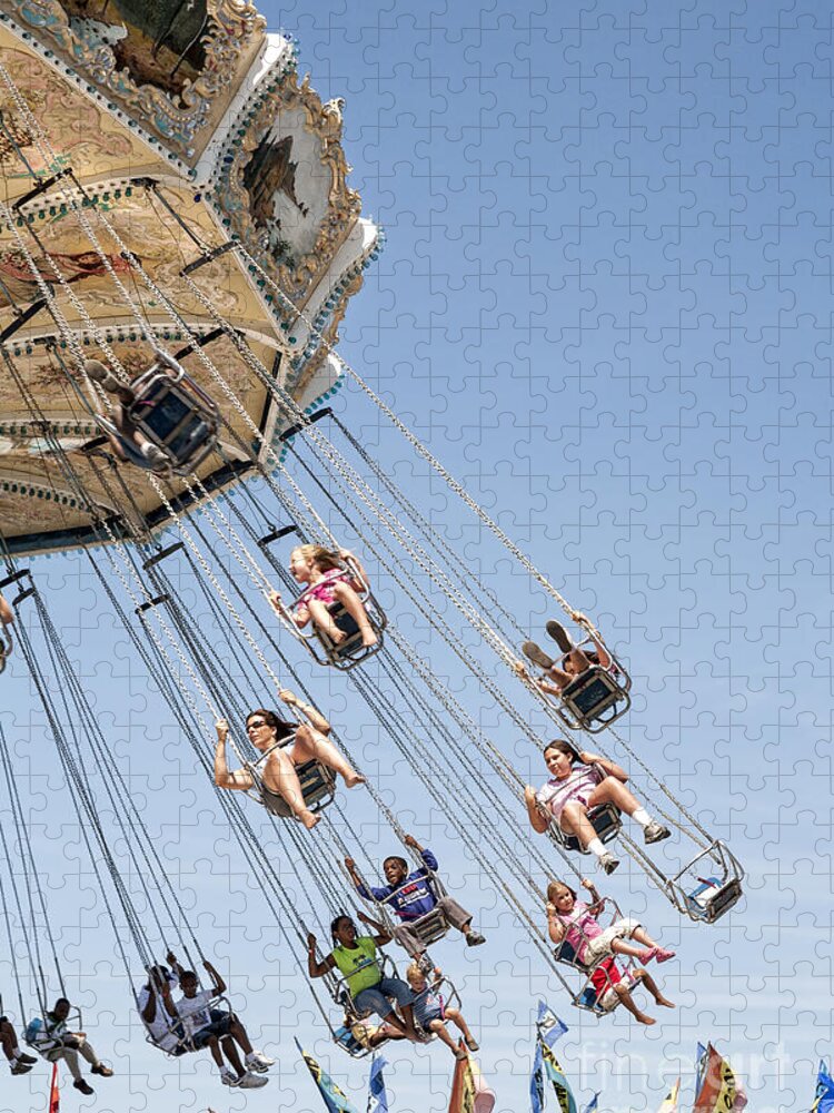 Agricultural Fair Jigsaw Puzzle featuring the photograph Swing Carousel at a County Fair by William Kuta